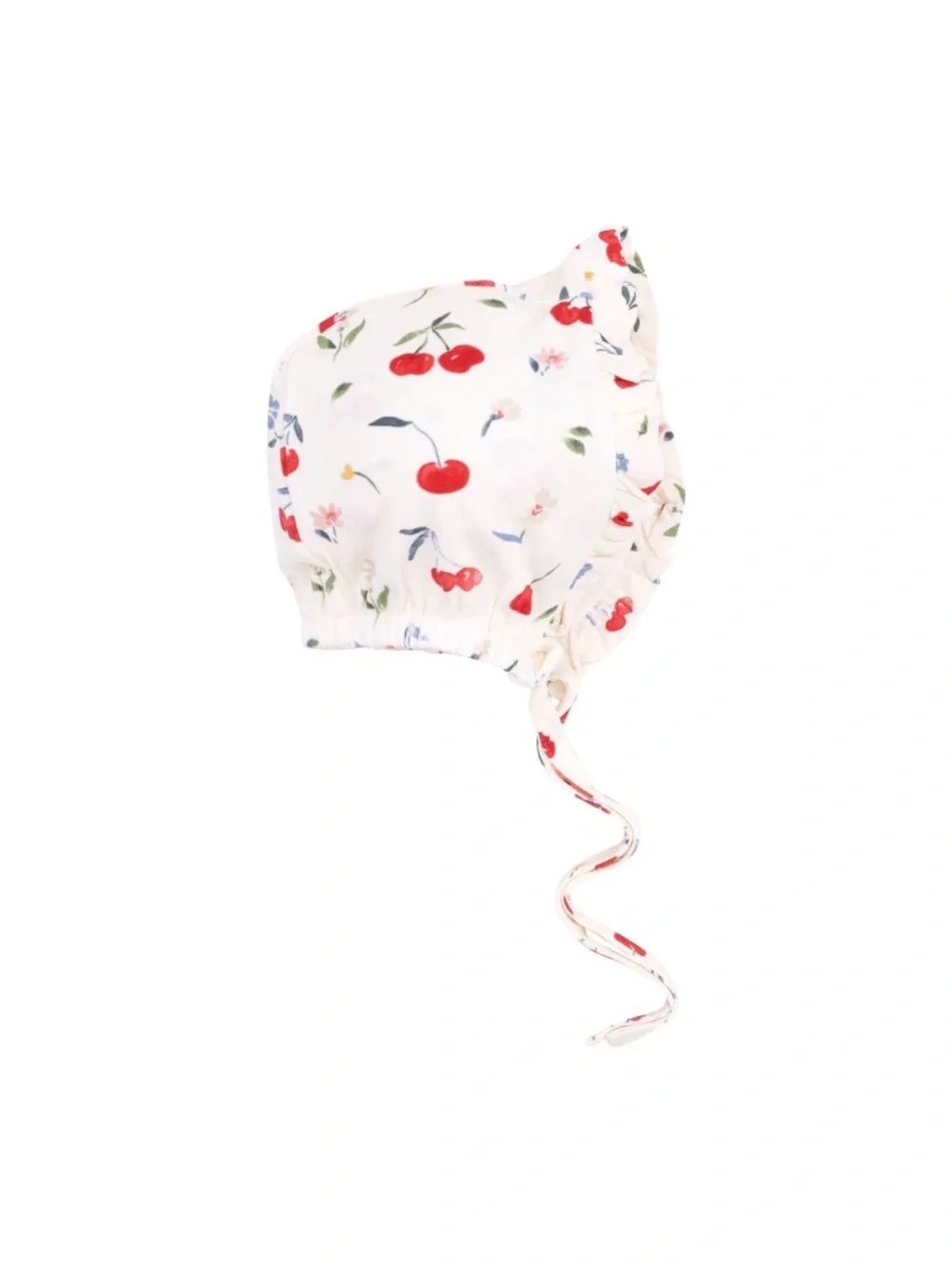 NWT Angel Dear Bamboo Kids Cherry Print Bonnet Hat - White